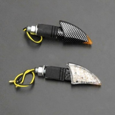 Moto blinkry Highway Hawk SHARK CARBON s dlouhou nožičkou, LED, E-mark, karbon (2ks)